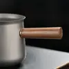 Taza de té justa de titanio puro de gran capacidad con asa lateral portátil, separador de té de súper filtración, mango de madera maciza, accesorio de té creativo