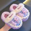 Pantuflas de Algodón para Niños Dibujos Animados Invierno Niñas Elsa Princesa Cálidas Forradas de Felpa Suela Gruesa Niños Talla Mediana y Grande Zapatos de Algodón con Tacón para Niñas y Bolsa para Niñas