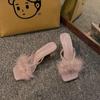 Sandalias Pequeñas Estilo Francés Zapatos de Mujer para Usar Afuera Primavera y Verano 2024 Nuevos Tacón Grueso Pies que No se Cansan Estilo de Noche Cabeza Cuadrada Zapatillas