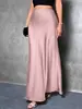 2026 Amazon Ropa Femenina Transfronteriza Europea y Americana Elegante de Cintura Alta para Mujer Color Sólido Extra Larga de Satén Estilo Cola de Pez Otoño e Invierno