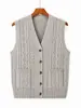 Chaleco cárdigan para hombre, cuello de corazón de pollo de anciano, suéter, chaleco cálido engrosado, holgado, murciélago