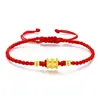 Pulsera de Oro Puro 999 con Cuentas de la Suerte, Hilo Rojo para el Año de Nacimiento, Mes Completo del Bebé, Adulto, Ceremonia de Apertura, Joyería de Oro, Regalo Casual