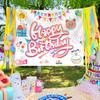Fondo de tela colgante de feliz cumpleaños, tela de dibujos animados lindos, decoración para fiestas infantiles, foto, fondo de celebridad de Internet, tela de pared