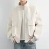 Chaqueta de trabajo estilo japonés, cuello alto, top casual para hombre, holgada y ligera, chaqueta de entrenador estilo americano, chaqueta bomber casual, moderna