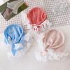 Pañuelo para la cabeza de encaje a cuadros retro francés, elegante, dulce y bonito, estilo pastoral triangular, accesorio para la cabeza con foto de playa para primavera y verano.