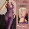 Lencería Sexy Morada Divertida Cubre Cadera Transparente Uniforme Tentación Cita Sin Cama Pasión Bata Conjunto de Pijamas