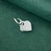 Pingente Pequeno em Prata de Lei S925 em Formato de Coração Duplo Mini Charme Material para Miçangas Artesanais DIY Pingente para Pulseira de Cristal