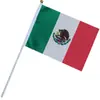 Bandera Mexicana de Mano No. 8 14*21cm Abanico Bandera Ondulante a Mano Doble Cara Poliéster Transfronterizo Copa del Mundo Bandera Pequeña de 32 Equipos