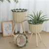 Estante para Plantas y Flores de Ratán de Pie para Sala de Estar de Madera Maciza Cesta de Flores Tejida para Balcón Estante de Almacenamiento para Plantas Verdes Transfronterizo