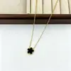 Novo Colar de Aço Inoxidável Flor de Cinco Pétalas Flor de Ameixa Concha Imitação Flor Trevo de Quatro Folhas Corrente para Clavícula Fashionável Versátil Tendência