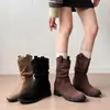 Botines Meilade que aumentan la altura para mujer 2026 Otoño/Invierno Nuevos Botas de Moda Retro Tacón Grueso Adelgazantes Botas Vaqueras Occidentales