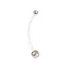 Clavo de Ombligo de Caña Suave Transfronterizo Europeo y Americano Bola de Arcilla Suave Diamante Doble Uña de Ombligo de Acrílico Mujeres Embarazadas Joyería de Piercing UV Anillo de Ombligo