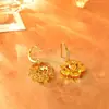 Pendientes de Gancho con Flor de Circonita Brillante Populares, de Gama Alta, Modernos, Exquisitos, Versátiles, Pendientes de Estilo Suave, Romántico, Femenino