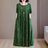 Vestido Floral de Algodón 2026 Verano Nuevo Estilo Talla Grande Corte Holgado Cubre Vientre Ropa de Casa para Mamá Camisón Se Puede Usar Afuera