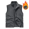 Chaleco de doble cara con forro polar de gran tamaño para hombre, chaleco de trabajo para exteriores, chaqueta cálida sin mangas para primavera y otoño, chaleco para hombre