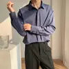 Camisa de Estilo Coreano de Lujo Ligero de Alta Calidad, Fluida, con Botones Ocultos, Ropa Exterior para Hombres de Negocios, Jóvenes, Primavera y Otoño, Manga Larga, Top Casual