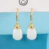 Hebilla de Pendiente de Gota de Agua de Jade Hetian para Mujer Nuevo Estilo Chino Piedra de Jade de Alta Imitación Diseño Retro de Pendientes Qipao Hanfu Sentido del Diseño Colgante de Pendiente de Estilo Antiguo