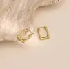 Brincos Sólidos Preenchidos com Óleo de Aço Inoxidável Martelado Geométrico Irregular Mais Vendidos Transfronteiriços, Simples e Versáteis, Brincos Banhados a Ouro 18K