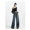 Jeans retro de pierna ancha para mujer, estilo nuevo 2026, de cintura alta, adelgazantes, con una caída fluida, y disponibles para envío directo de un solo artículo