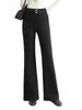 Calça Flare Feminina de Botão Duplo com Elasticidade Quatro Vias, Nova Moda Outono/Inverno Estilo Coreano Slim Fit Calças para o Dia a Dia, Em Estoque M186