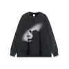 Marca de Tendencia Retro Hip-Hop de Calle Europea y Americana Camisetas Blancas de Manga Corta Holgadas con Lavado Pesado y Estampado Directo con Tinta Blanca para Hombre y Mujer