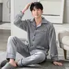 Pijama de hombre otoño e invierno cálido forro polar de coral polar engrosado franela de invierno traje de casa para papá de mediana edad