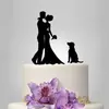 Tarjeta de pastel acrílica feliz beso novios tarjeta de pastel perro espejo de cristal transfronterizo