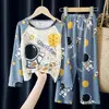Pijama de dibujos animados para niños manga larga fino primavera y otoño niños y niñas niños medianos y grandes verano aire acondicionado traje de ropa para casa