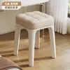 Taburete de Maquillaje para Dormitorio Principal de Niñas Silla para Tocador Estilo Crema Manicura Simple Moderno Taburete Redondo de Plástico