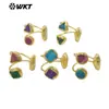Mpr117 Piedra de Colores Perlas de Agua Dulce Inglesas Chapado en Oro de 18 Quilates Forma Geométrica Abierta Exportación Joyería Más Vendida