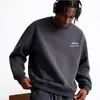 Sudadera de Algodón Pesado para Parejas, Corte Holgado, Cuello Redondo, Sin Capucha, Pulóver, Versátil, Cálida, Prenda Superior Estampada para Otoño e Invierno