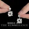 Pendientes Cuadrados Geométricos Vintage con Incrustaciones de Pedrería, Lujo Ligero, Moda de Alta Gama, Estilo para el Trabajo, Pendientes Elegantes