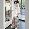 Verão Novo Estilo Conjunto de Duas Peças Calça Longa Manga Curta para Meninos Moda Versátil Crianças Médias e Grandes Conjunto Casual Estiloso Menino Tendência