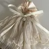 Pinza para el cabello con lazo de perlas y tela plisada azul, anillo para el cabello grande de doble capa, banda para el cabello de borde de oreja fresca y dulce, accesorios para el cabello