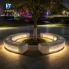 Banca curva de hormigón translúcido UHPC para lado de árbol, silla para piscina de árbol luminosa en zona residencial, banco exterior de cemento translúcido starlight