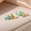 Pendientes de Fresa con Goteo de Aceite de Venta Caliente Transfronterizos, Serie de Frutas de Acero Inoxidable de Lujo Ligero y Gama Alta, Pendientes Dulces y Lindos
