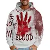 Esta No Es Mi Sangre Gráfico de Halloween Sudadera con Capucha para Hombre Impresa en 3D Sudaderas Populares de Hip Hop para Halloween de Manga Larga