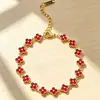 Pulsera de trébol de cuatro hojas colorida de estilo europeo y americano con diamantes completos, sensación de lujo ligero y alta gama, pulsera incrustada de diamantes, joyería exquisita moderna y versátil