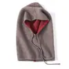 Venta al por mayor del fabricante Sombrero Reversible Grueso de Doble Capa 100% Lana Pura y Calentador de Cuello Integrados en una Sola Pieza, Grandes Cantidades en Stock
