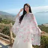 Chal Estampado Estilo Étnico para Mujer, Verano Playa Protección Solar Viaje Versátil Sesión de Fotos Capa Grande Pañuelo Parasol