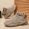 Tênis de Cano Alto Masculino Novo Respirável Outono Tendência Versátil Sola Grossa Casual Corrida Sapatos de Pai
