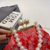Nuevo Bolso de Moda Chino para Mujer, Nuevo Bolso de Hombro Bordado con Cadena de Perlas Casual, Bolso de Mano Portátil Estilo Chino con Cierre de Pinza para Cena