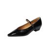 807-1 Zapatos franceses cómodos de piel suave con punta y tacón grueso, nuevos, versátiles, con temperamento simple, zapatos profesionales para el trabajo