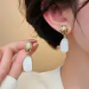 Pendientes Europeos y Americanos S926 de Plata, con Esmalte Coreano Irregular, Diseño Vintage de Nicho, Estilo Geométrico, Pendientes de Botón Versátiles