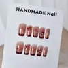 Otoño e Invierno Blanco y Rojo Francés Uñas de Uso Diario Productos Terminados Venta al por Mayor Parches para Uñas Uñas Postizas Estilo Ins Uñas de Uso Diario