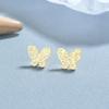 Pendientes de mariposa de hilo de plata de ley 925 con diseño de mariposa, estilo elegante, para mujer