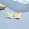 Aretes de Hilo de Mariposa Hielo Hielo Hielo para Mujer de Plata de Ley 925 Dulce Mariposa Clavo para Hélice de Oreja Ins Elegante Joyería Avanzada para Oreja