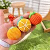 Producto Terminado Creativo: Llavero Colgante de Bolso de Ganchillo Naranja y Caqui de Hilo Tejido a Mano, Adorno Colgante Pequeño Tejido Regalo