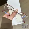 Óculos de Moda que Mudam de Cor Anti-Luz Azul para Mulheres Armação de Óculos Gatinho Metálica Tendência Decorada com Diamantes Sem Grau Importação Transfronteiriça Gato