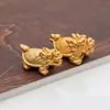 Prata 999 pura 3D prata dura contas da sorte acessórios banhados a ouro Dragão da Sorte contas de tartaruga pulseira trançada DIY feita à mão acessórios